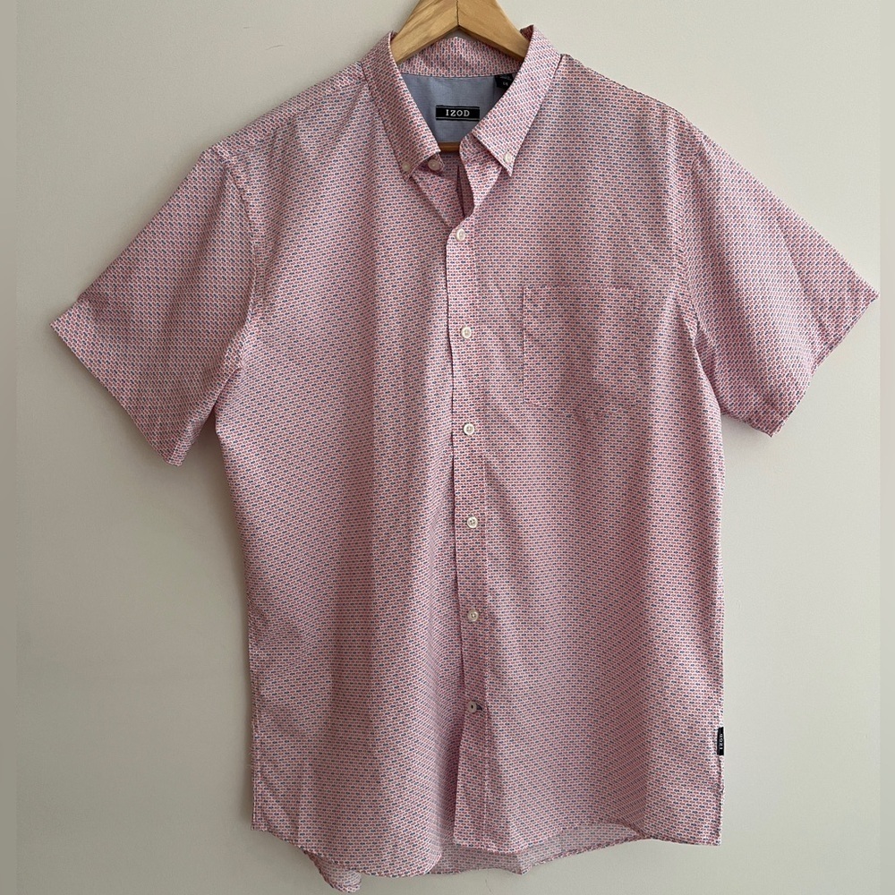 IZOD Advantage Performance Rapture Rose Button Down Golf Shirt Active Wear